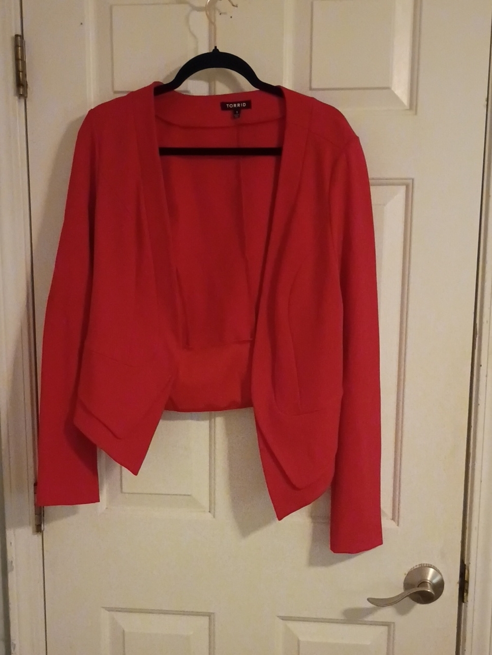torrid Coral Open-Front Cropped Blazer